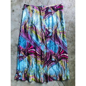 vintage Roberto Cavalli ruched psychedelic midi skirt Sz 38